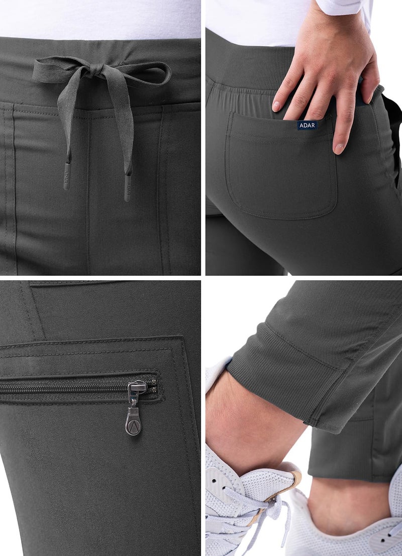 Adar Uniforms, Pro Scrubs for Women - Ultimate Yoga Jogger Scrub Pants - P7104 - Pewter - L - Image 5